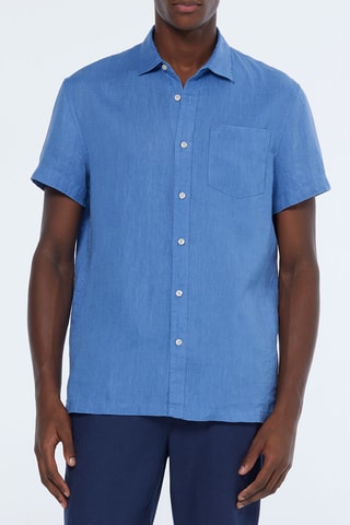 Chemise regular en lin - Bleu
