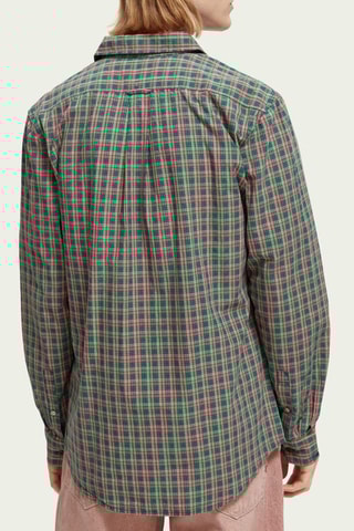 Chemise regular en coton biologique - Vert clair et bleu marine