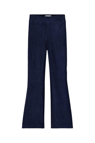 Legging taille haute en velours en coton biologique - Bleu marine