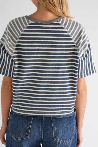 T-shirt en coton biologique - Ecru et bleu marine