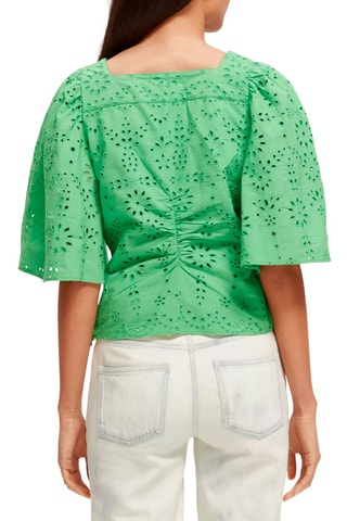 Blouse en coton biologique et broderie anglaise - Vert