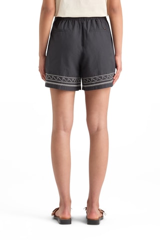 Short en lin taille haute - Noir