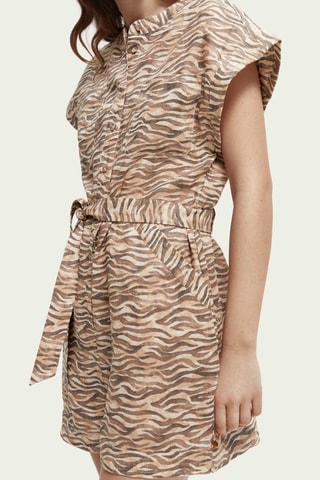 Combishort en lin - Marron et beige