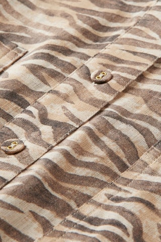 Combishort en lin - Marron et beige