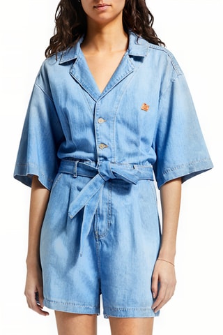 Combishort en jean - Ciel