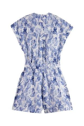 Combishort en lin - Blanc et bleu