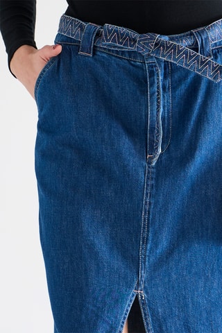 Jupe droite longue taille haute - Bleu