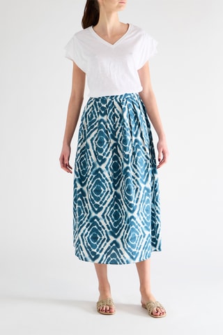 Jupe longue plissée taille haute - Bleu