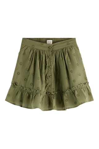 Jupe en broderie anglaise en coton biologique - Kaki