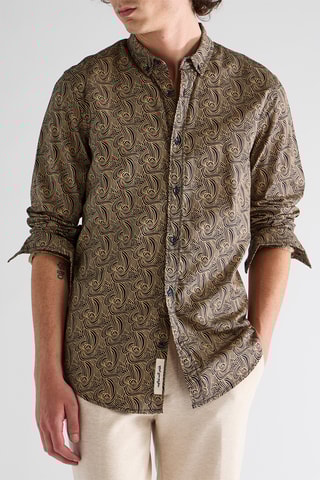 Chemise regular - Noir et beige