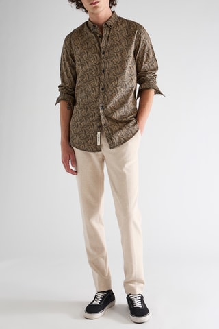 Chemise regular - Noir et beige