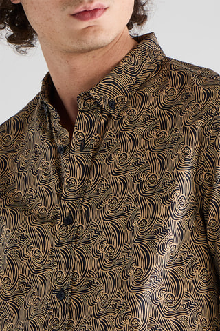 Chemise regular - Noir et beige