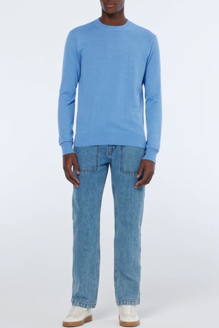 Pull regular en lin - Bleu clair