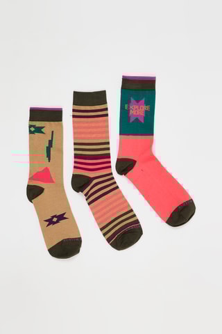 3 paires de chaussettes - Marron et vert