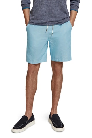 Short droit en lin - Bleu clair