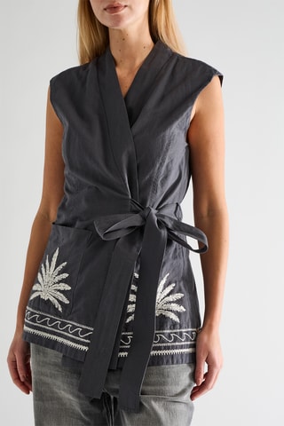 Gilet sans manches en lin - Gris foncé