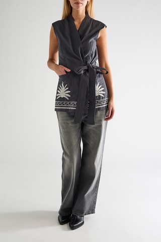 Gilet sans manches en lin - Gris foncé