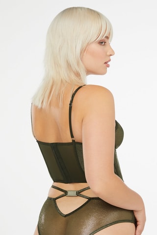 Body tanga satiné Going Platinum - Vert foncé 