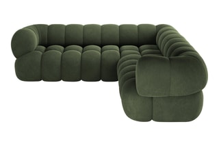 Canapé d'angle modulaire Maurice - Vert - 5 places - Toucher velours