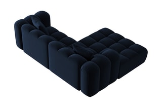 Canapé d'angle gauche Clotilde - Bleu roi - 3 places - Revêtement en velours