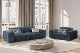 Canapé Luc - Bleu foncé - 3 places - En tissu structurel