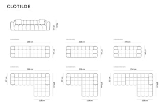 Canapé Clotilde - Ciment - 3 places - Revêtement en velours