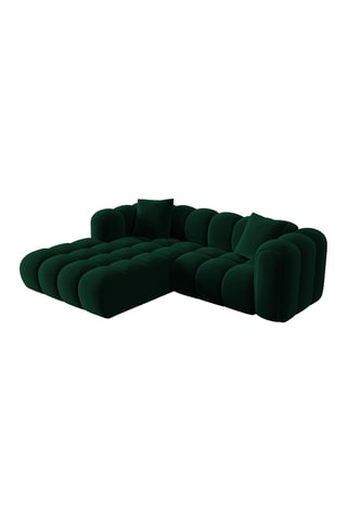 Canapé d'angle gauche modulable Elise - Vert foncé - 3 places - En tissu velours