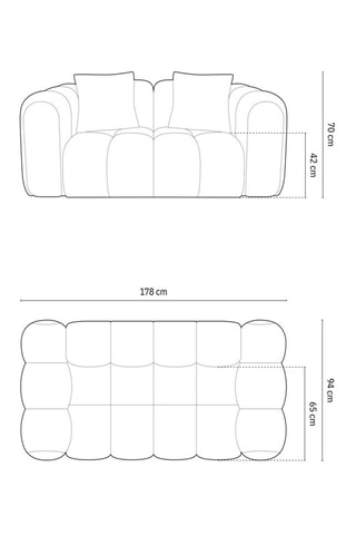 Canapé Elise - Noir - 2 places - En tissu chenille