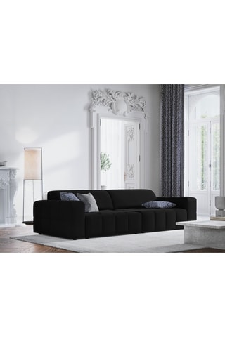 Canapé Luc - Noir - 4 places - En tissu velours