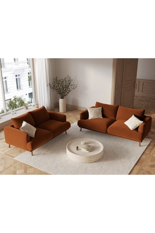 Canapé Margot - Marron - 2 places - En tissu velours