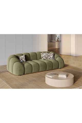 Canapé Lyna - Vert - 4 places - En tissu velours