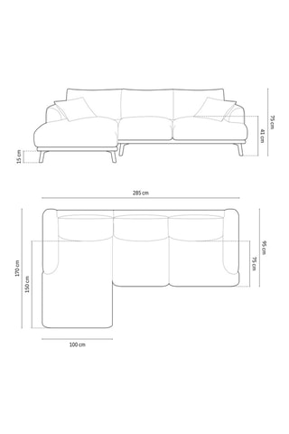 Canapé d’angle gauche Margot - Vert olive - 4 places - En tissu velours