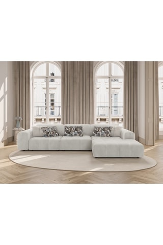 Canapé d'Angle droit Luc - Beige - 4 places - En tissu structurel