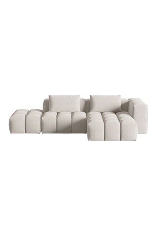 Canapé d'angle droit modulaire Lorella - Beige - 4 places - Revêtement en tissu structurel