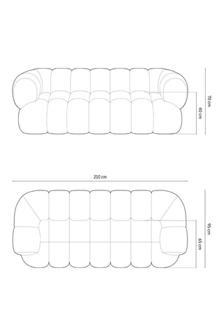 Canapé Maurice - Bleu pétrole - 3 places - Toucher velours