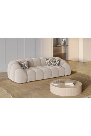 Canapé Lyna - Beige - 4 places - En tissu velours