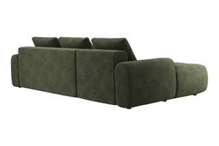 Canapé d'angle gauche convertible Simona - Vert - 3 places - Toucher velours