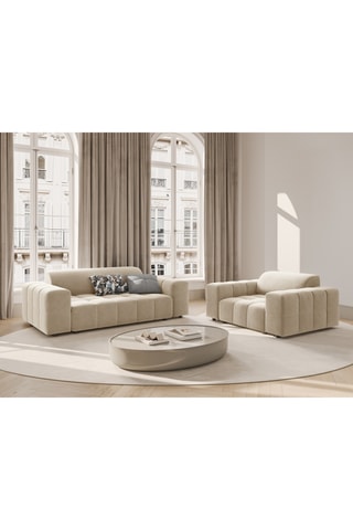 Canapé Luc - Beige - 2 places - En tissu velours