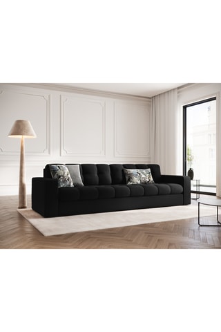 Canapé Yohan - Noir - 4 places - En tissu structuré