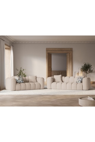 Canapé Elise - Beige - 3 places - En tissu structuré