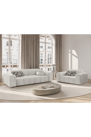 Canapé Luc - Beige - 3 places - En tissu structuré