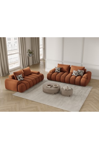 Canapé Simona - Brique - 2 places - En tissu structuré