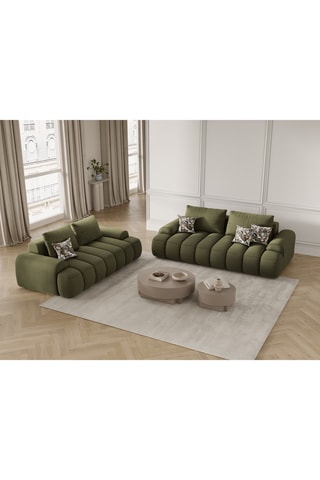 Canapé Simona - Vert olive - 2 places - En tissu structuré