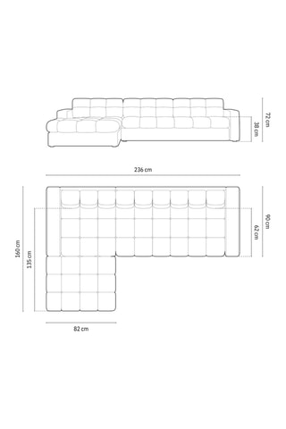 Canapé d'angle gauche Yohan - Beige - 4 places - En tissu structuré