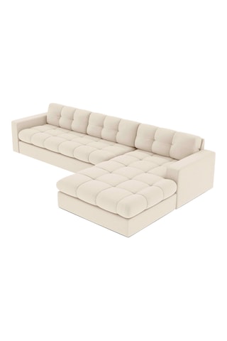 Canapé d'angle droit Yohan - Beige - 4 places - En tissu structuré