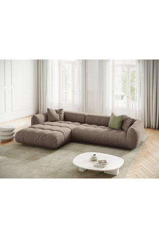 Canapé d'angle gauche Julia - Marron - 3 places - En tissu structuré