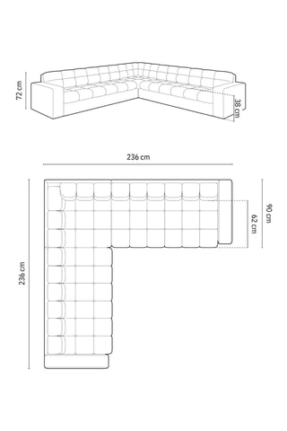 Canapé d'angle réversible Yohan - Beige - 5 places - En tissu structuré