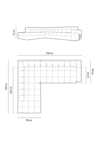 Canapé d'angle gauche Yohan - Vert foncé - 5 places - En tissu velours