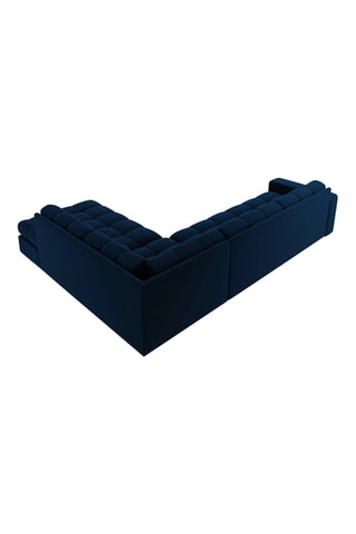 Canapé d'angle droit Yohan - Bleu marine - 5 places - En tissu velours