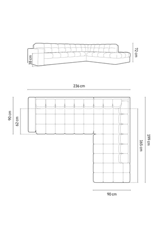 Canapé d'angle droit Yohan - Beige - 5 places - En tissu structuré